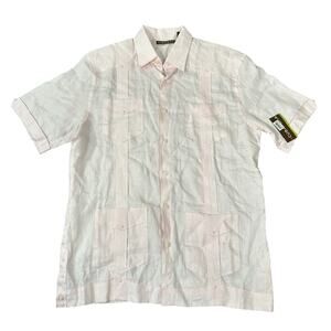 Cubavera Men's Linen Short Sleeve Shirt Pink Size L
